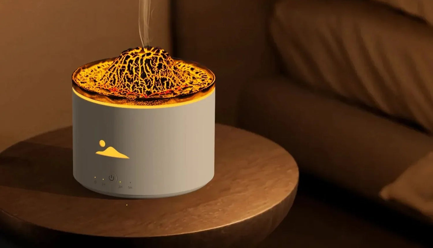 Diffuseur d’Arômes Volcanique 230 ml à Brancher – Brume Fraîche, Huiles Essentielles, Minuterie 3 Vitesses pour Maison, Voiture ou Bureau
