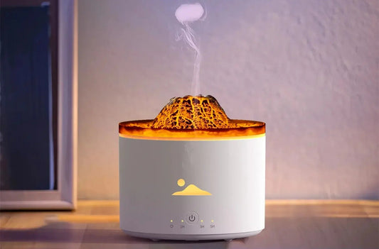 Diffuseur d’Arômes Volcanique 230 ml à Brancher – Brume Fraîche, Huiles Essentielles, Minuterie 3 Vitesses pour Maison, Voiture ou Bureau