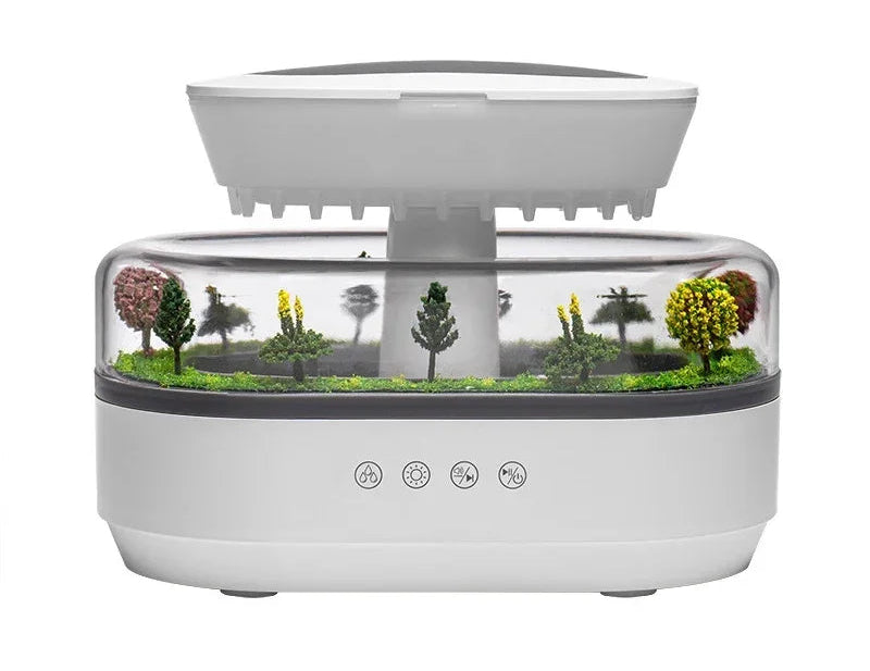 Humidificateur d’Air Paysage Goutte de Pluie – Diffuseur d’Arômes LED 7 Couleurs pour Bureau, Huiles Essentielles & Brume Relaxante